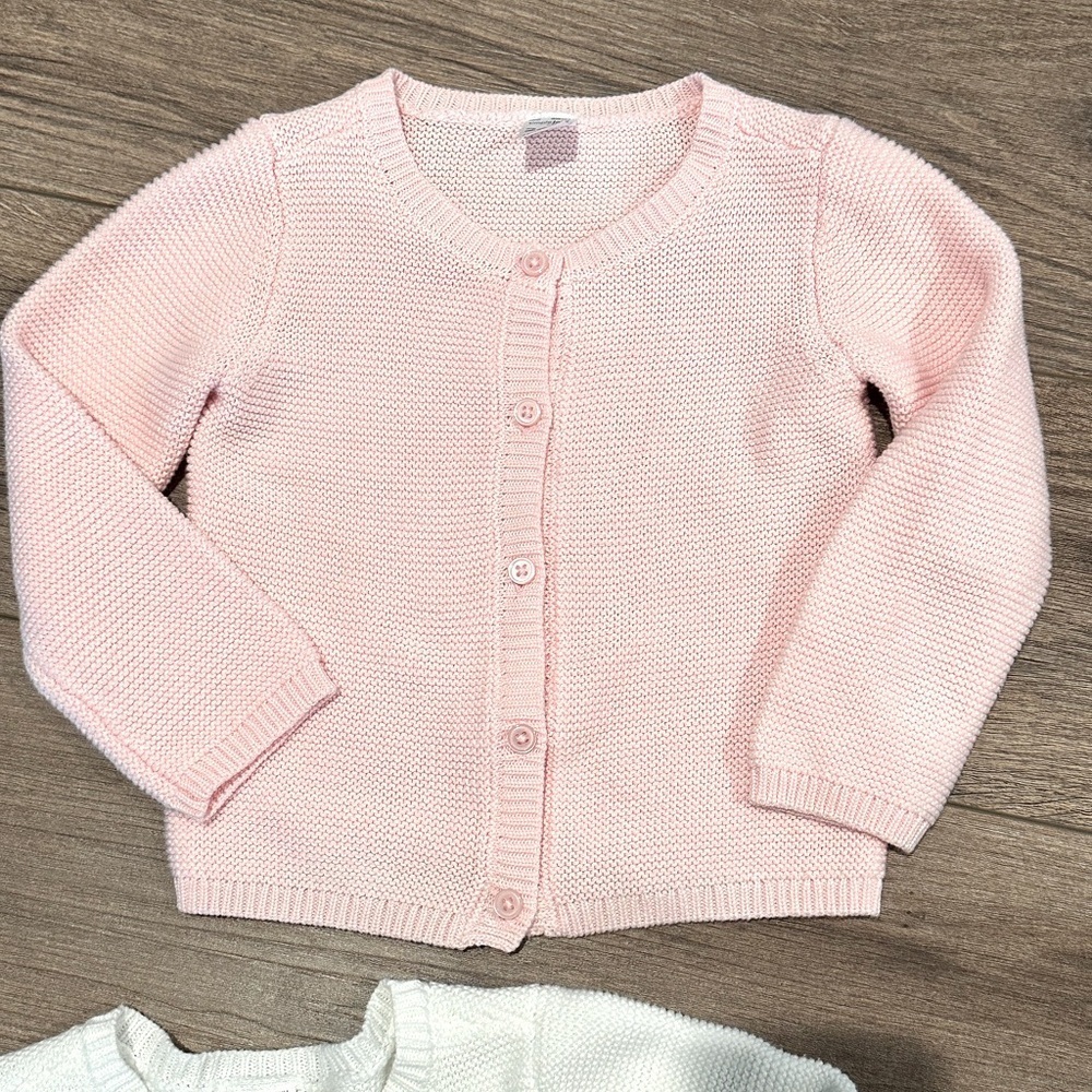 Carter’s Girls 24 Months White and Light Pink Button Up Knit Textured Cardigans - Picture 5 of 8